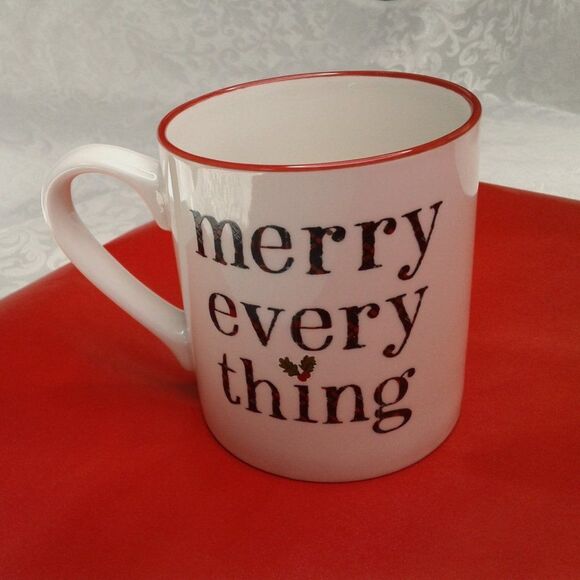Threshold Stoneware 16oz Coffee Mug Merry Everything Holiday Christmas Mistletoe - Picture 1 of 7